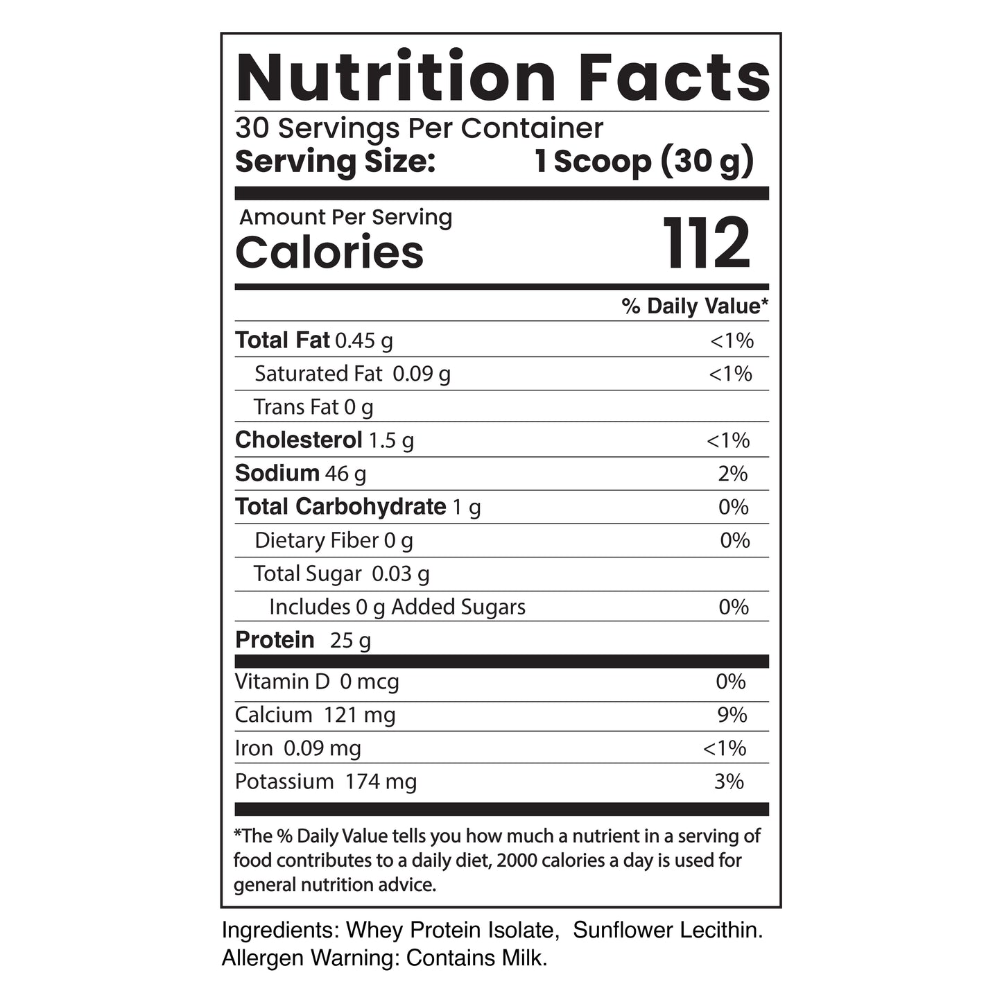 Whey Protein Isolate, Unflavored Powder, 30 Servings