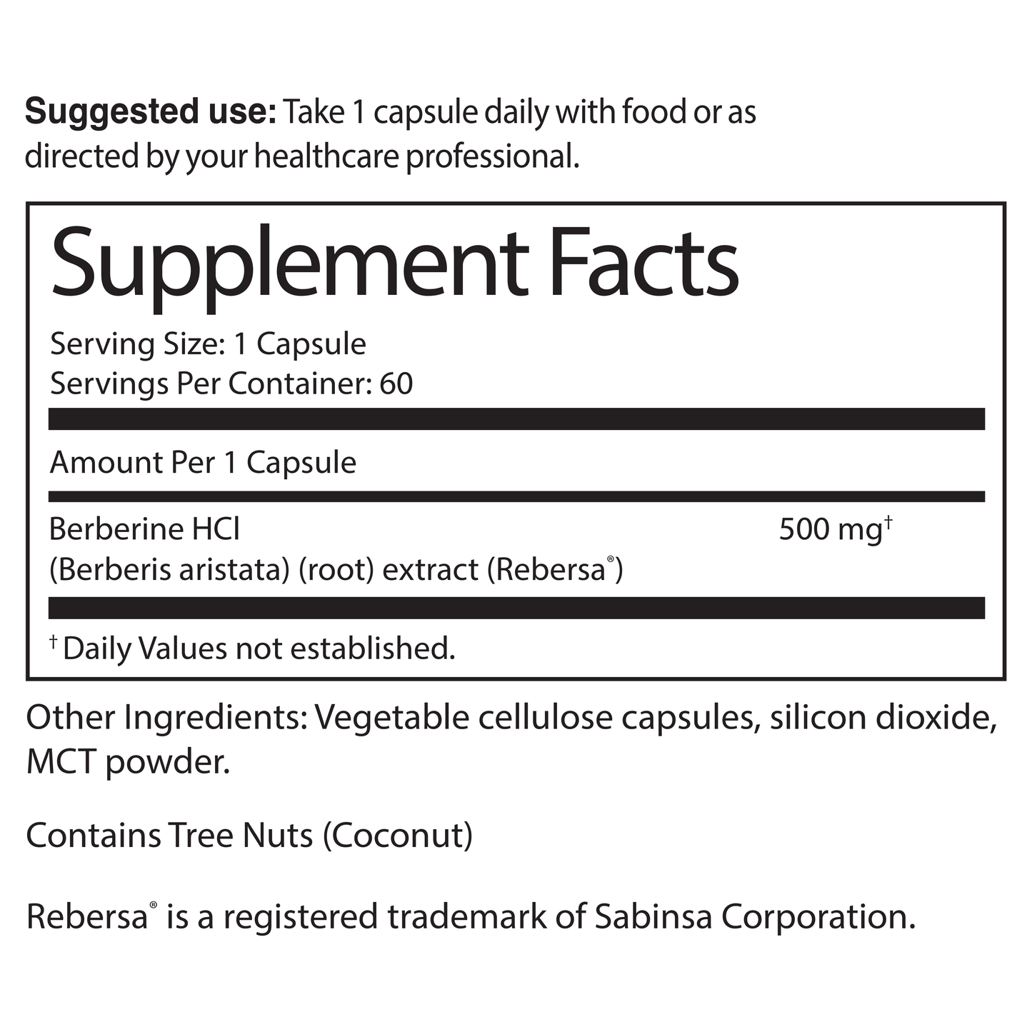 Berberine HCl - Capsules 60 Ct