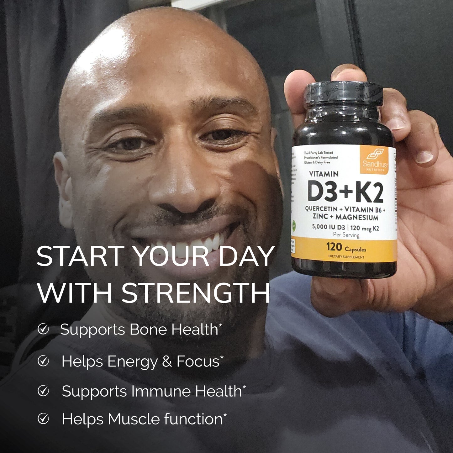 Vitamin D3 & K2 Capsules - 120 Ct