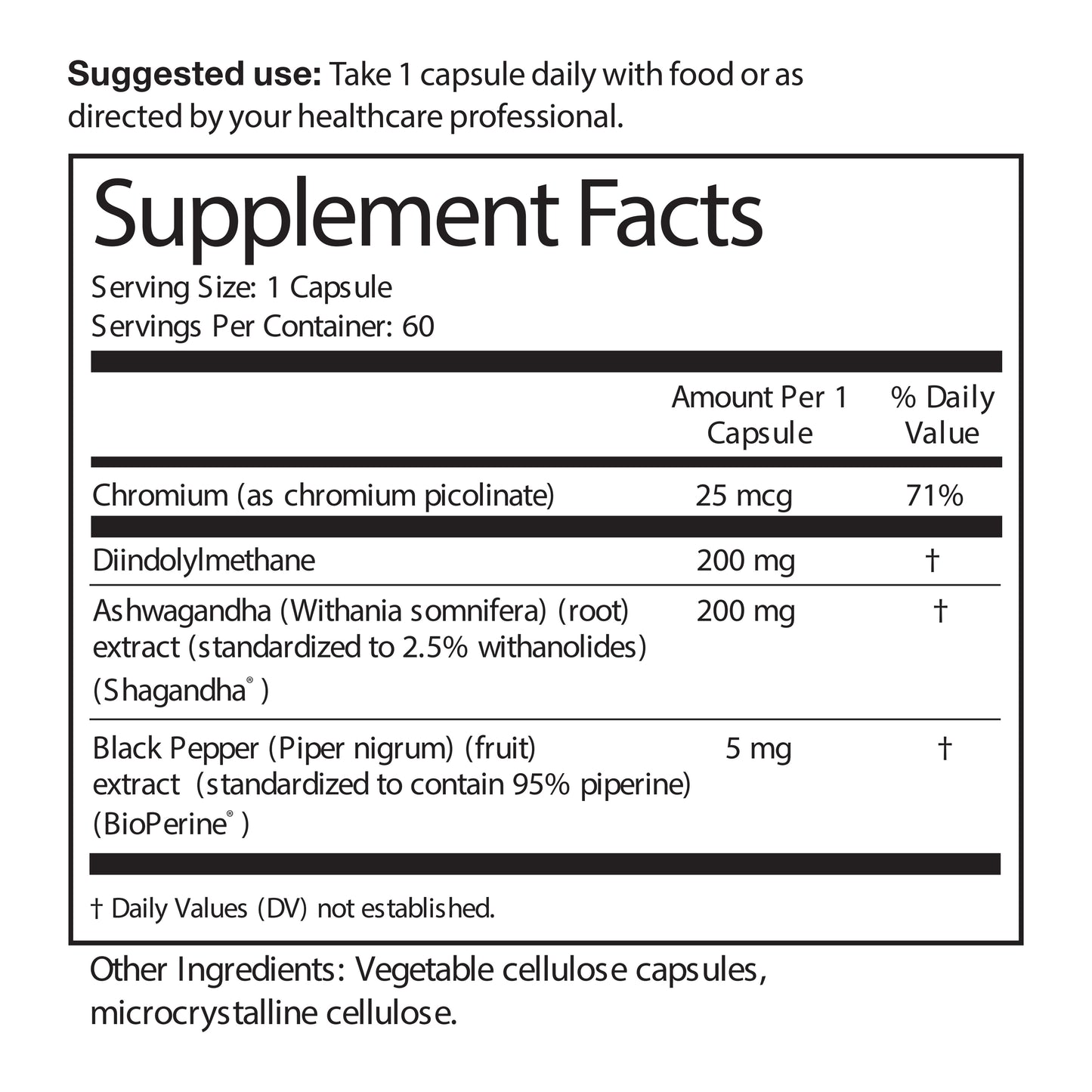 DIM with Ashwagandha and Bioperine® - Capsules 60 Ct