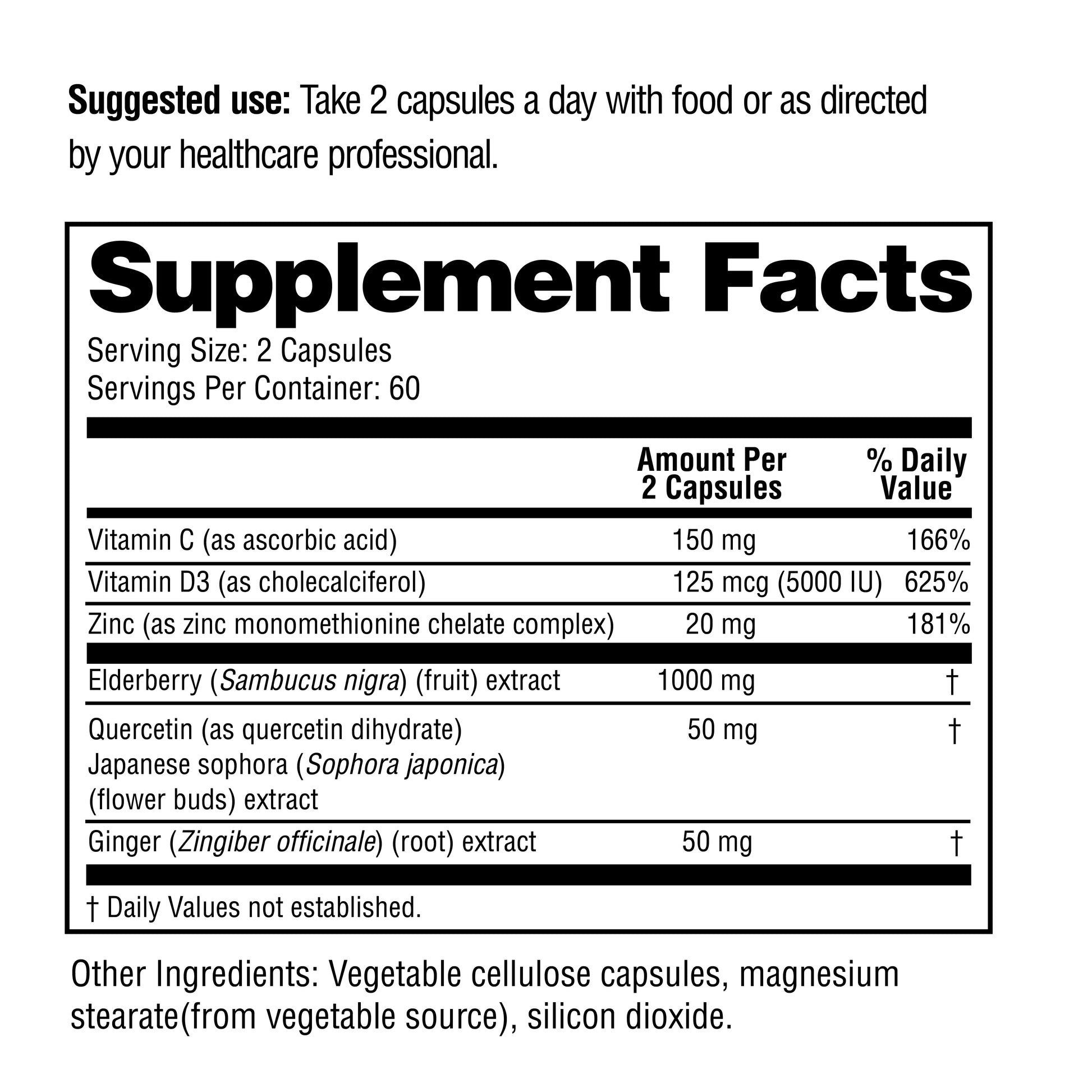 Supplement facts label with detailed nutritional information on a white background