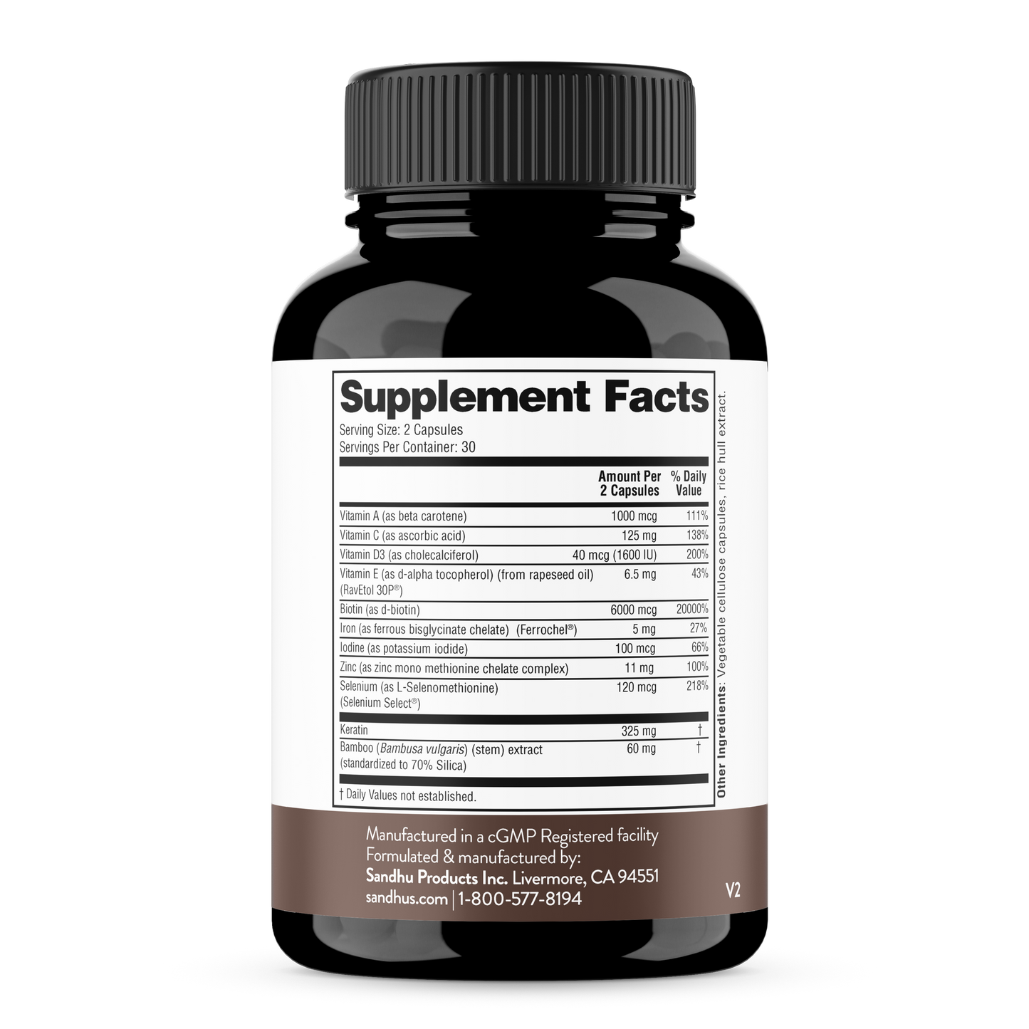 Hair Vitamins with Biotin & Keratin - Capsules 60 Ct