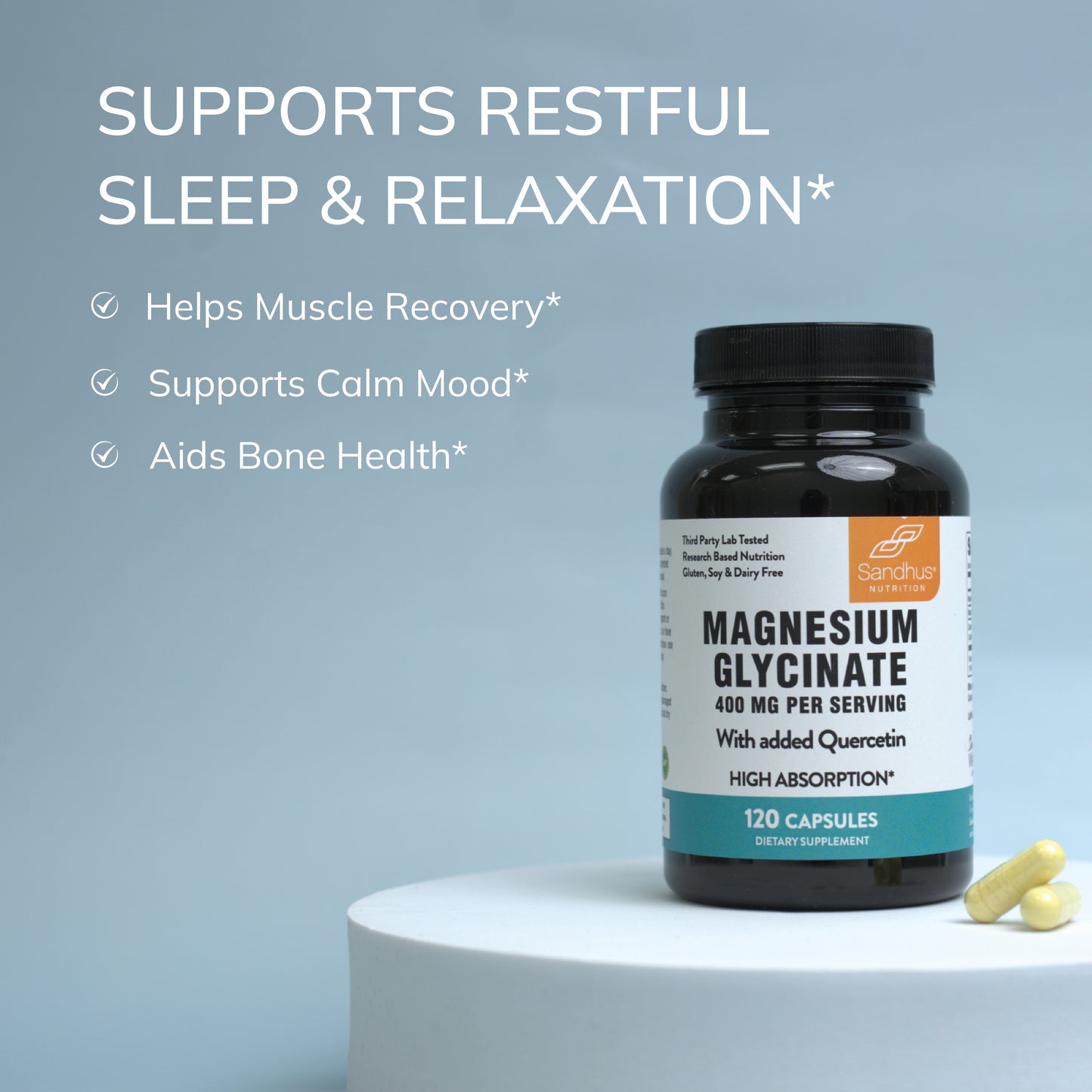 Magnesium Glycinate with Quercetin Capsules - 120 Ct
