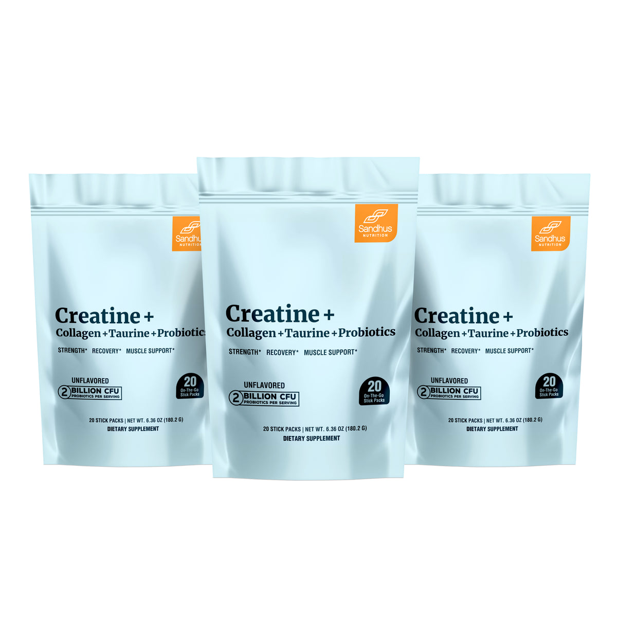Creatine + Collagen +Taurine + Probiotics Stick Packs (20 Ct)