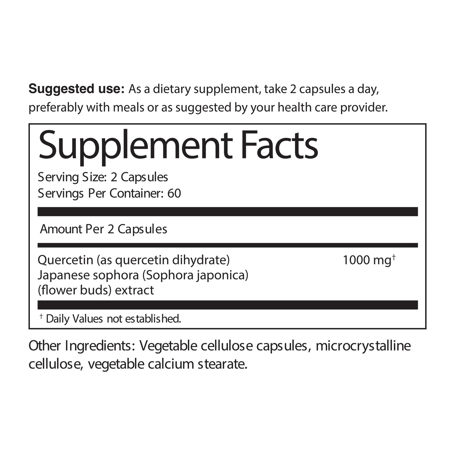 Supplement label with dietary supplement information on a white background