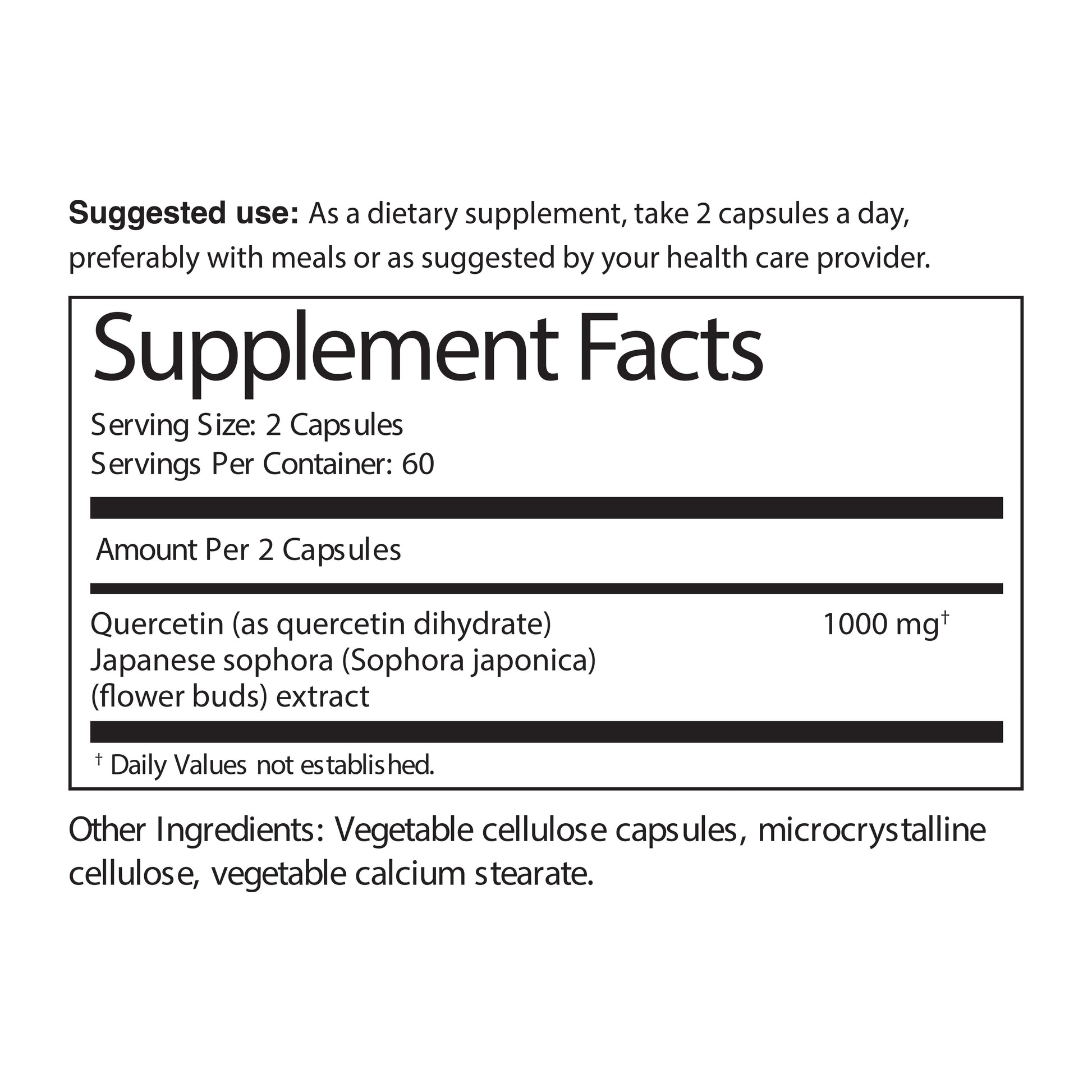 Supplement label with dietary supplement information on a white background
