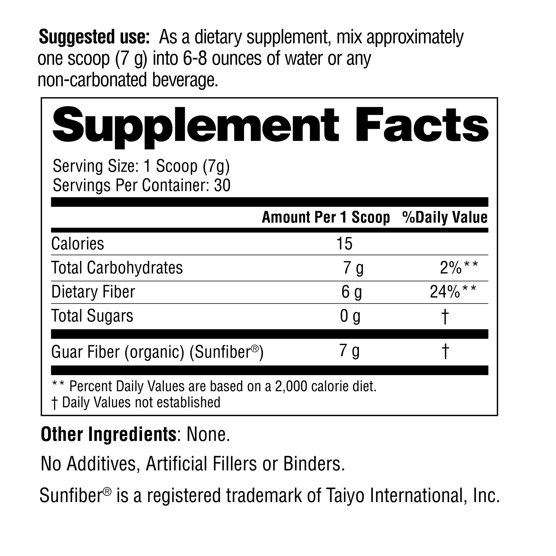 Supplement facts label for a dietary supplement with nutritional information.