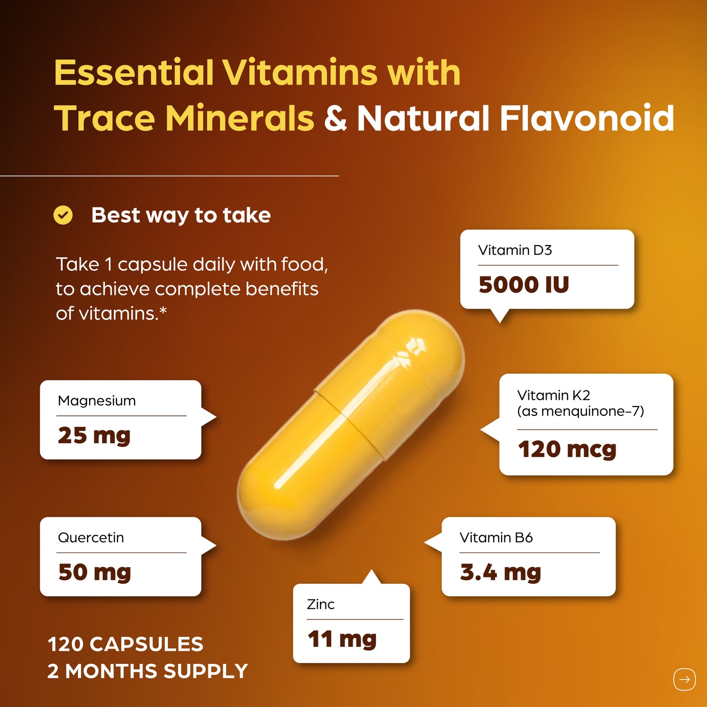 Vitamin D3 & K2 Capsules - 60 Ct