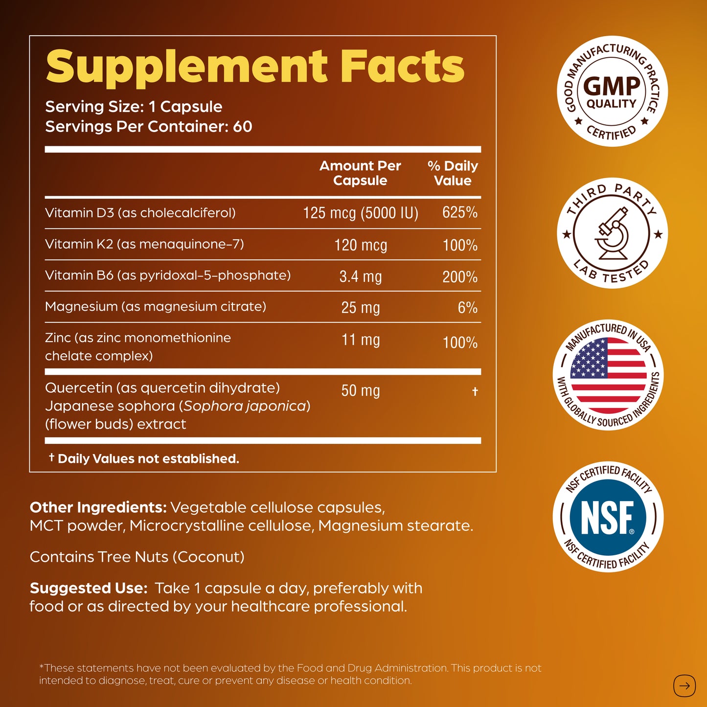 Vitamin D3 & K2 Capsules - 60 Ct