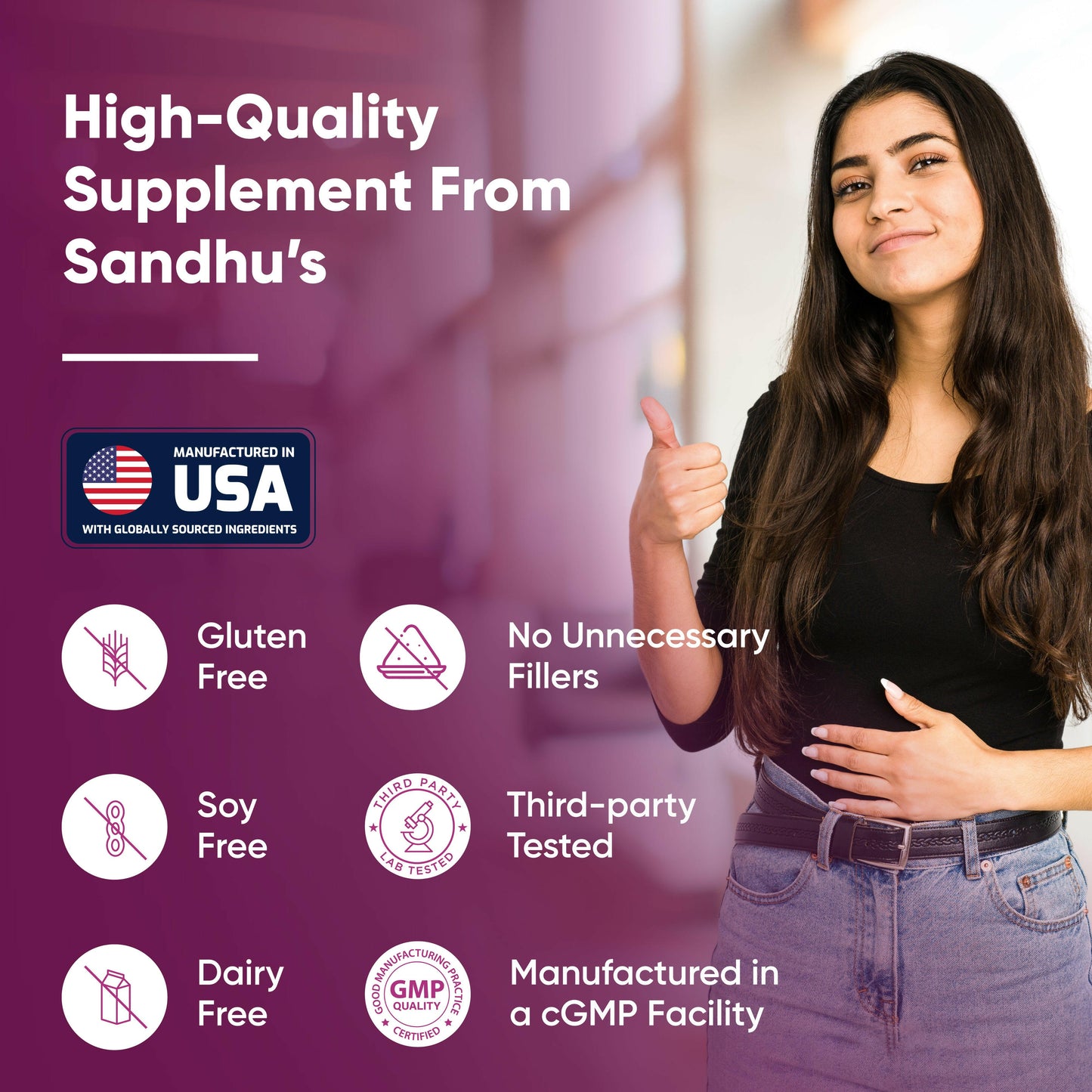 Made in the USA with globally sourced ingredients, No unnecessary filters gluten, soy, dairy-free, and third-party tested.