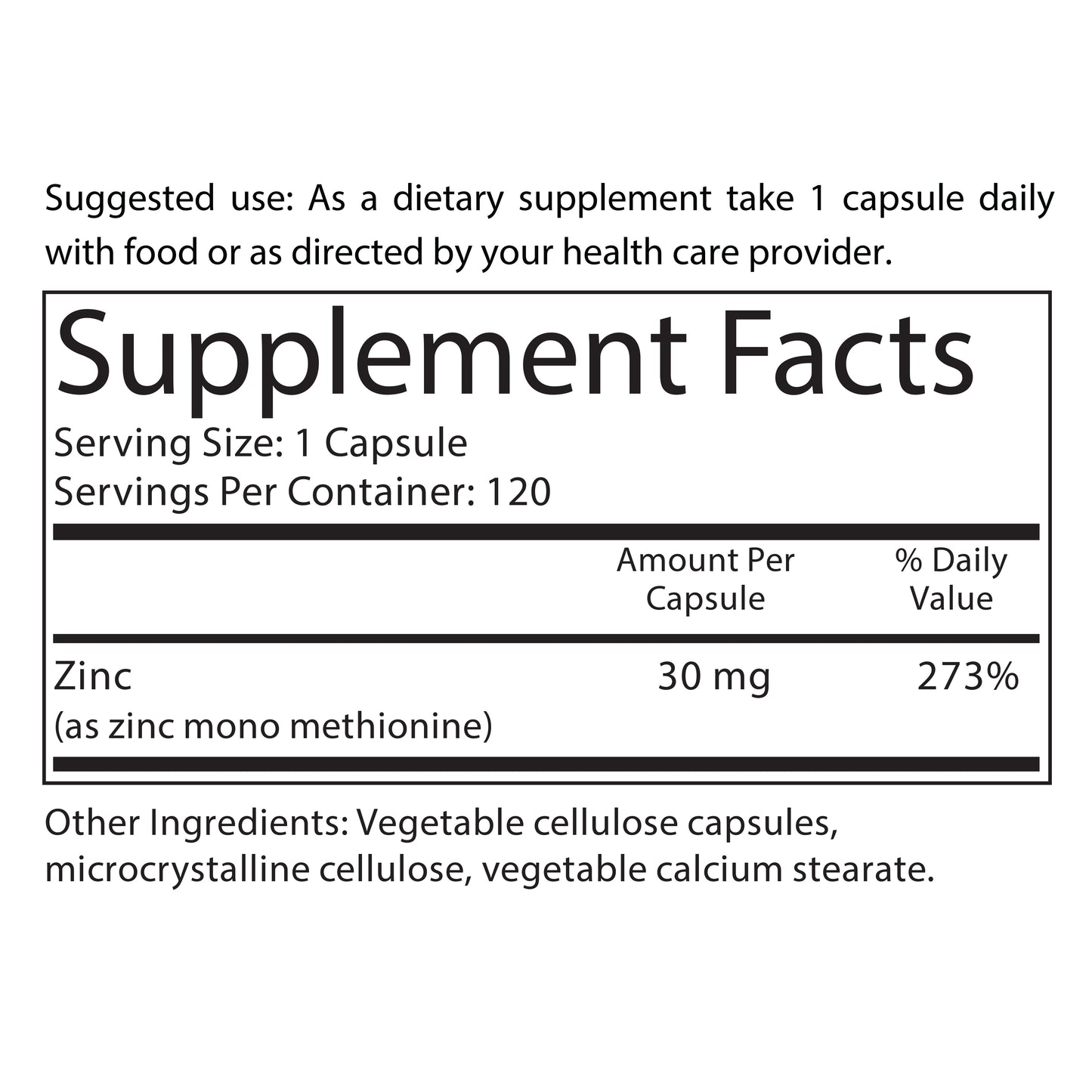Supplement label with dietary supplement information and facts.