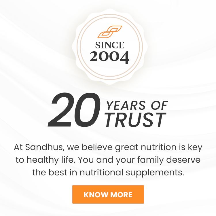 20 years of Sandhus Nutrition commitment to wellness and quality supplements.