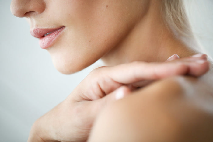 Close-up of smooth, hydrated skin highlighting the benefits of proper nutrition for winter skin care