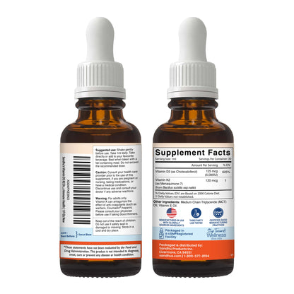 Zinc Quercetin and Vitamin D3 + K2 Liquid Drops