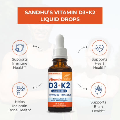 Zinc Quercetin and Vitamin D3 + K2 Liquid Drops