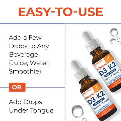 Zinc Quercetin and Vitamin D3 + K2 Liquid Drops