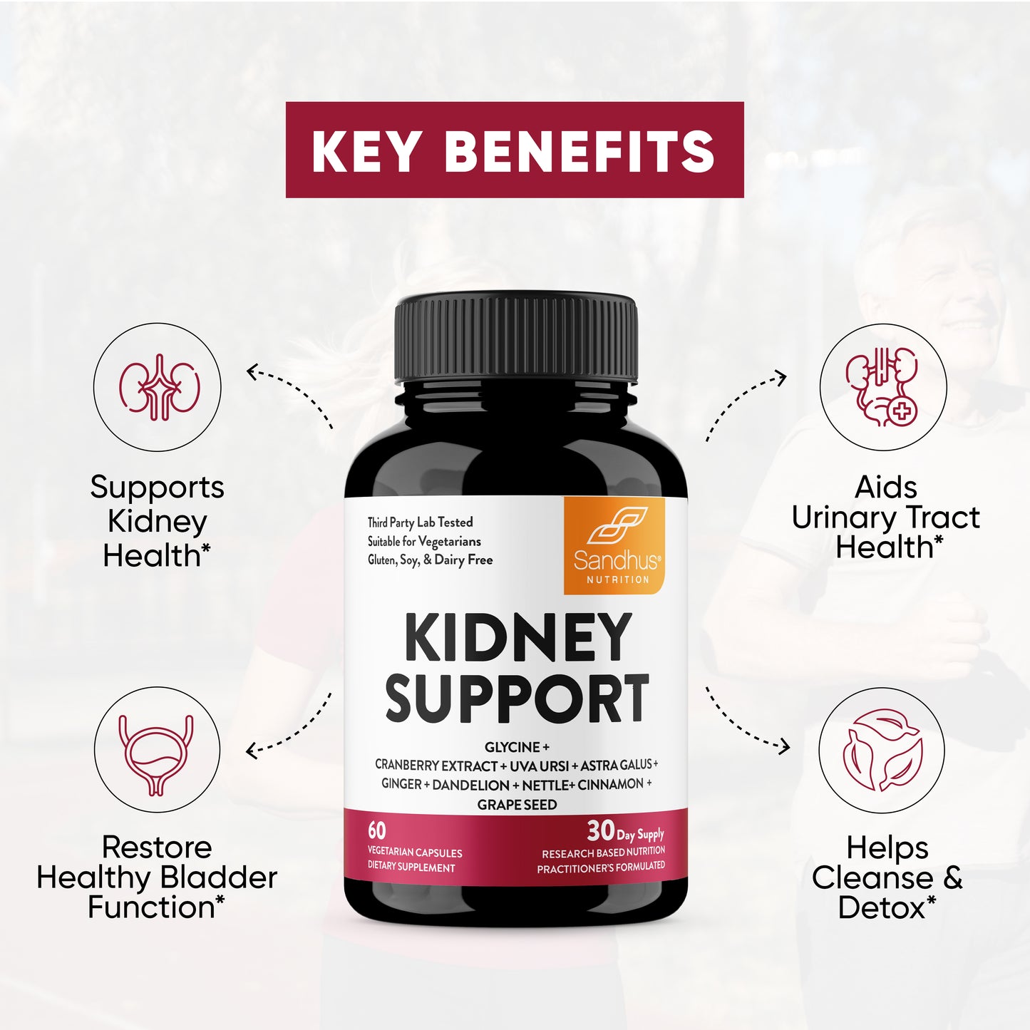 Kidney Support with Glycine & Cranberry Extract - Capsules 60 Ct