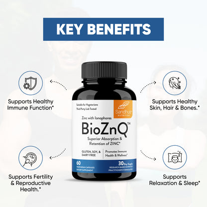 BioZnQ - Zinc with Quercetin Capsules 60 Ct