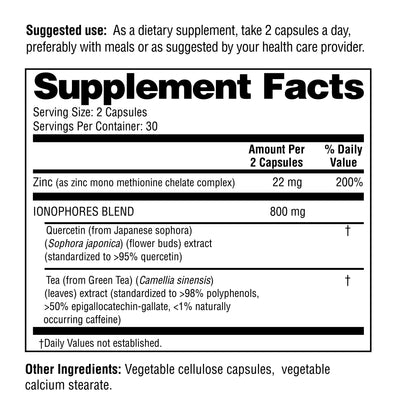 Supplement label with dietary supplement facts and suggested use on a white background