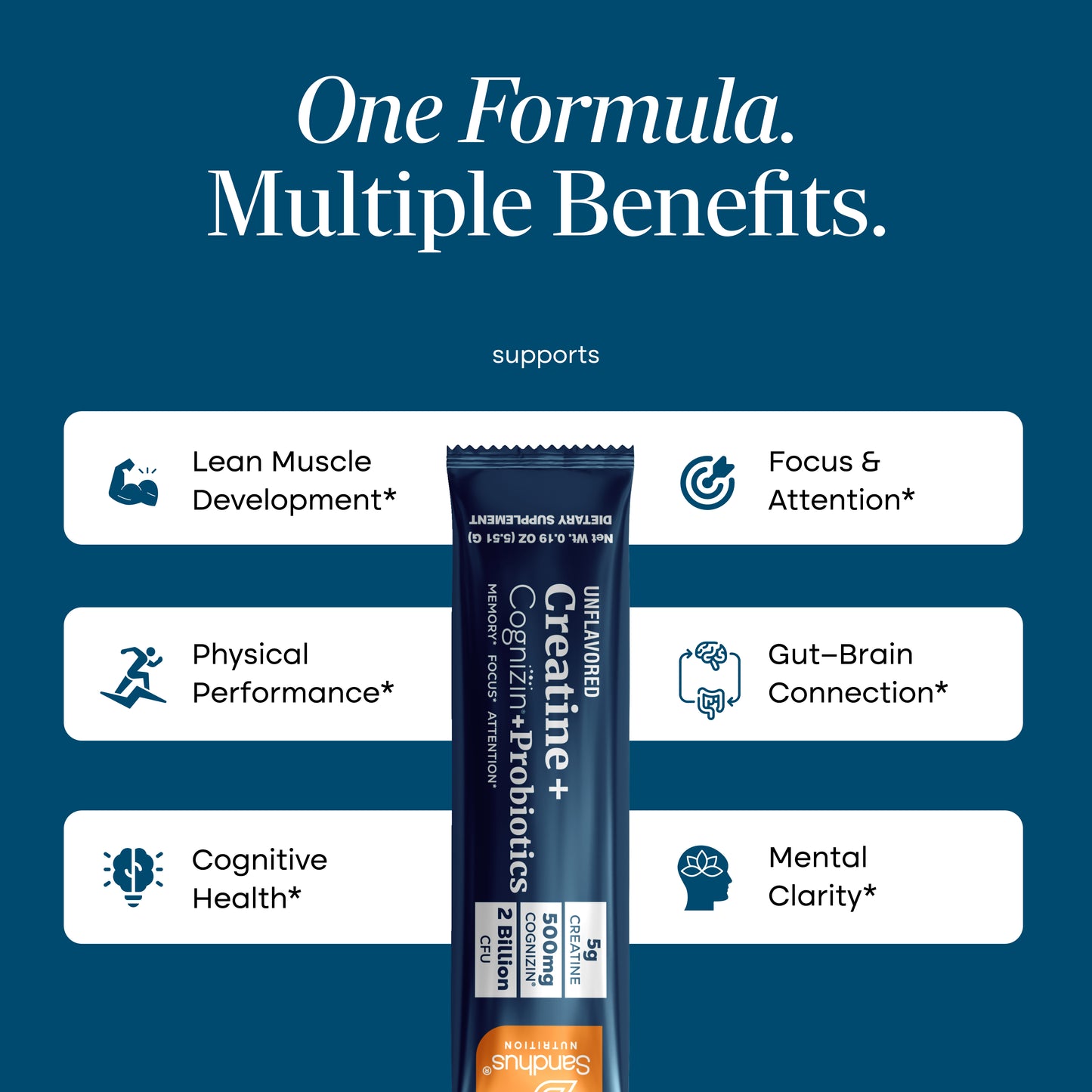 Creatine + Cognizin + Probiotics Stick Packs (20 Ct).
