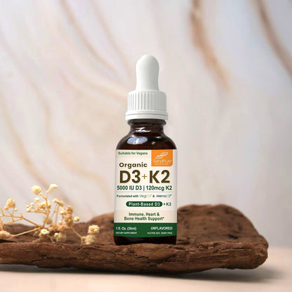 Organic Vitamin D3 + K2 Vegetarian Liquid Drops