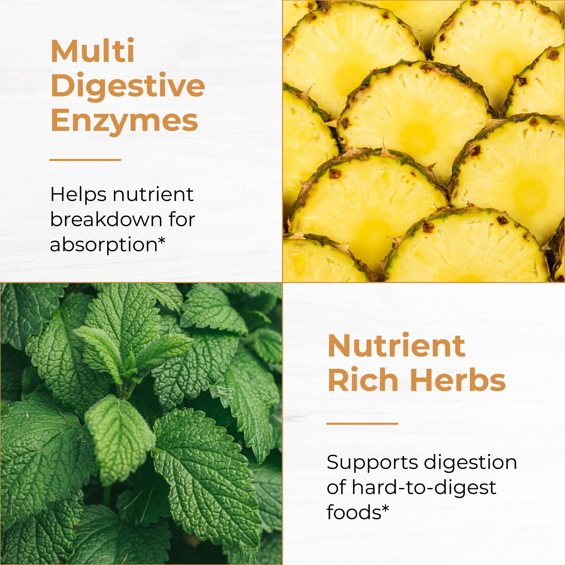 Sandhus Debloat with pineapple enzymes and nutrient-rich herbs to help digestion and absorption of hard-to-digest foods.