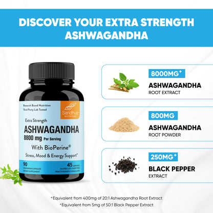 Extra Strength Ashwagandha with Capsules 90 Ct
