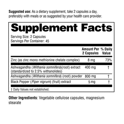 Supplement facts label with detailed nutritional information on a white background