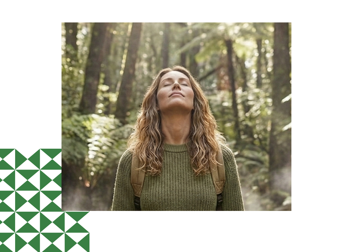 Woman with a backpack standing in a forest