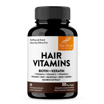 Hair Vitamins with Biotin & Keratin - Capsules 60 Ct