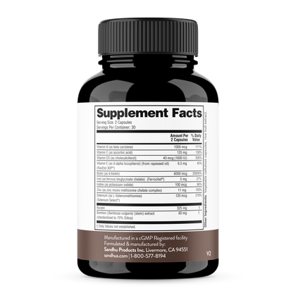 Hair Vitamins with Biotin & Keratin - Capsules 60 Ct