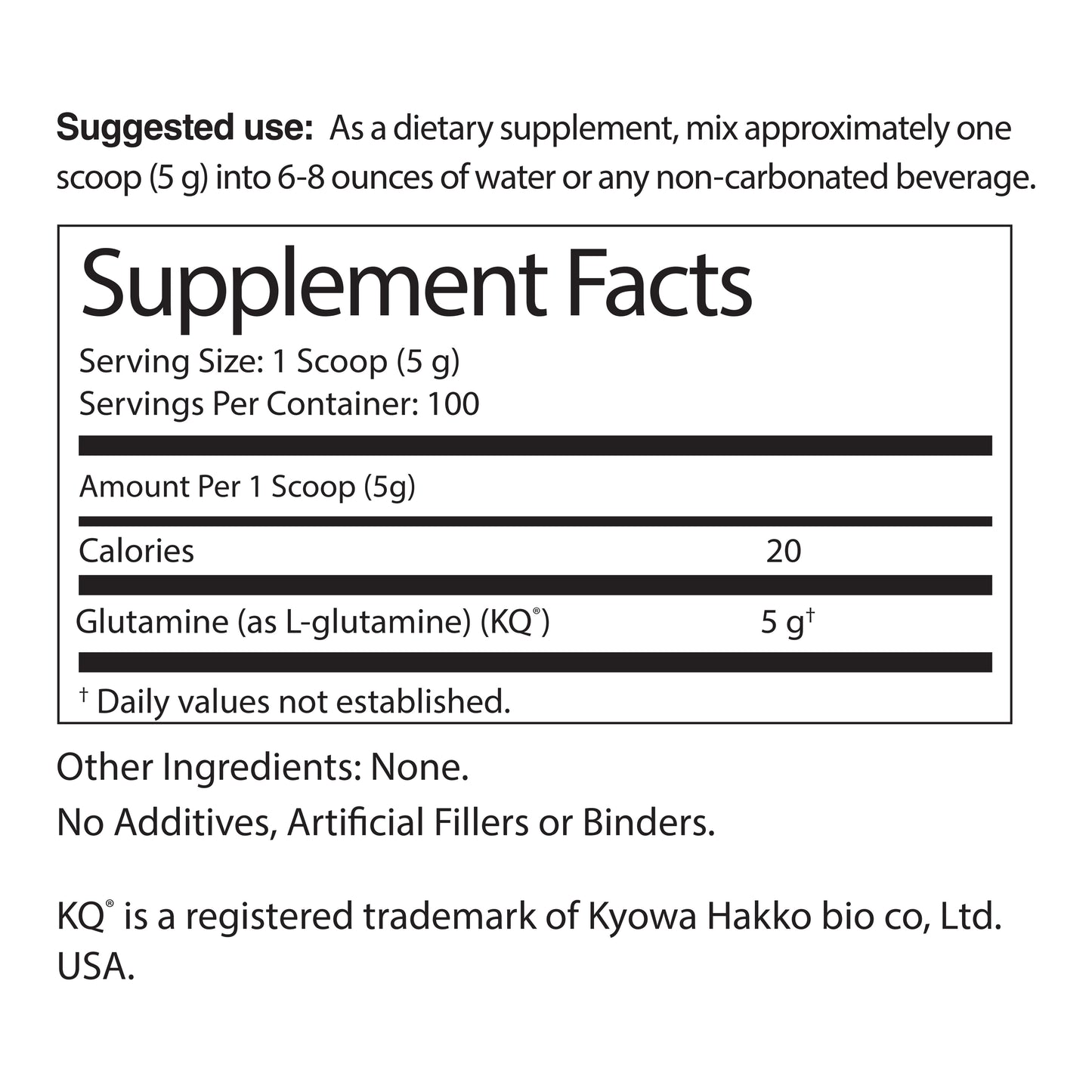 L-Glutamine Unflavored Powder, 100 Servings