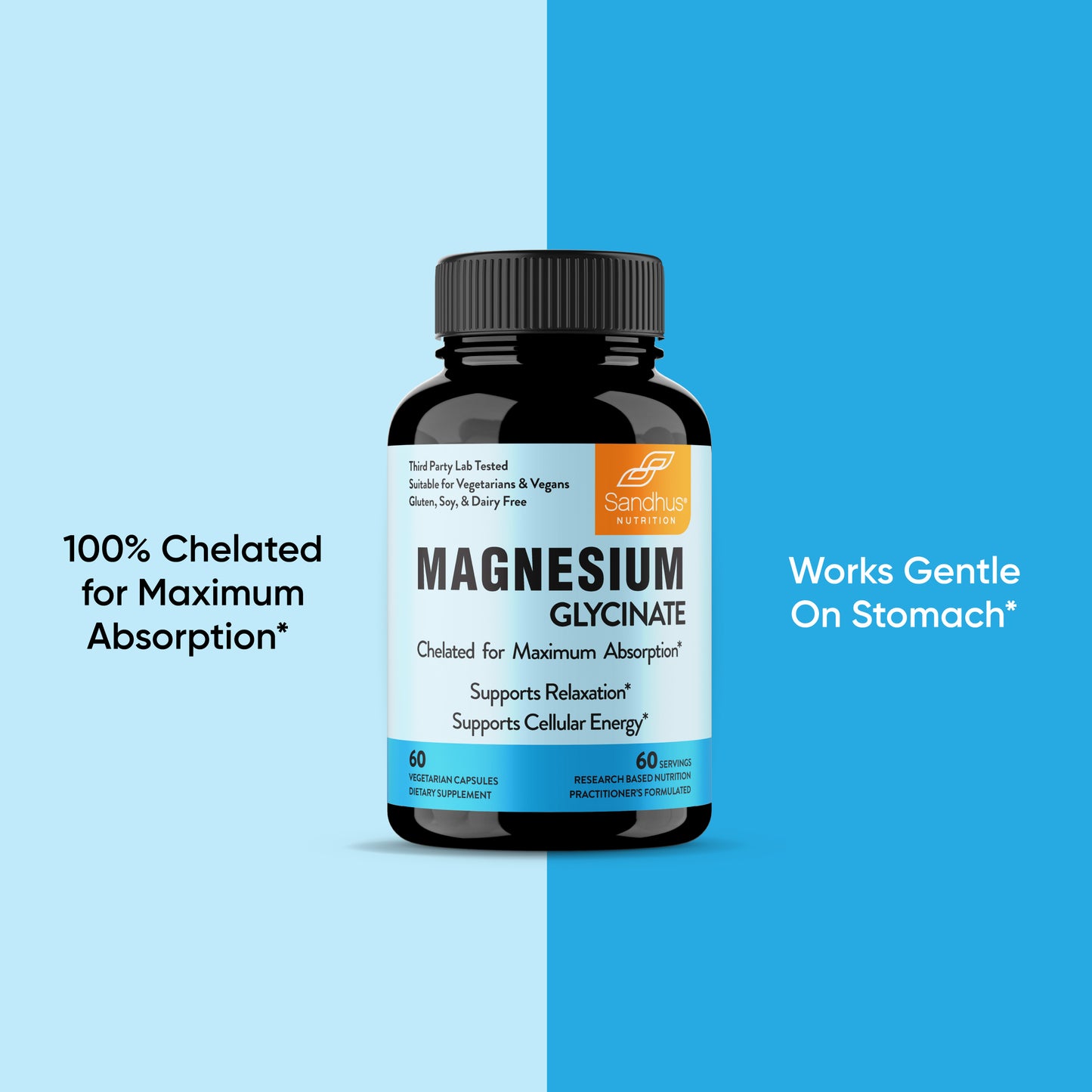 Magnesium Glycinate - Chelated Magnesium Capsules 60 Ct