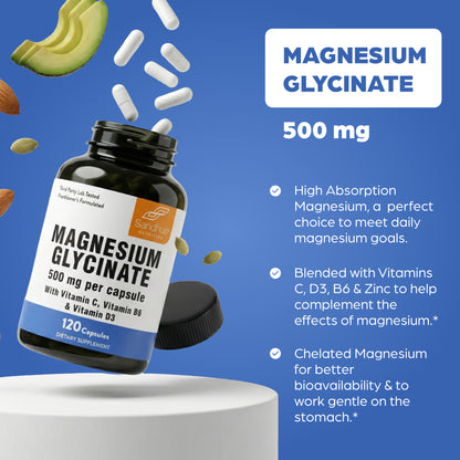 Magnesium Glycinate 500 mg Capsules – 120 Ct