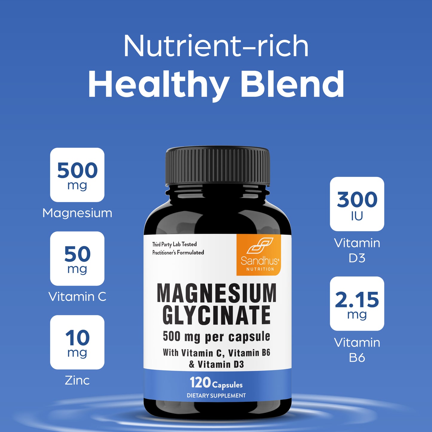 Magnesium Glycinate 500 mg Capsules – 120 Ct