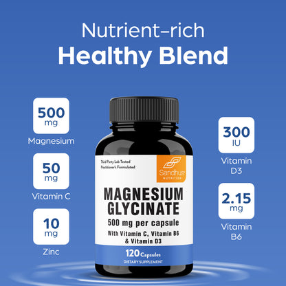 Magnesium Glycinate 500 mg Capsules – 120 Ct