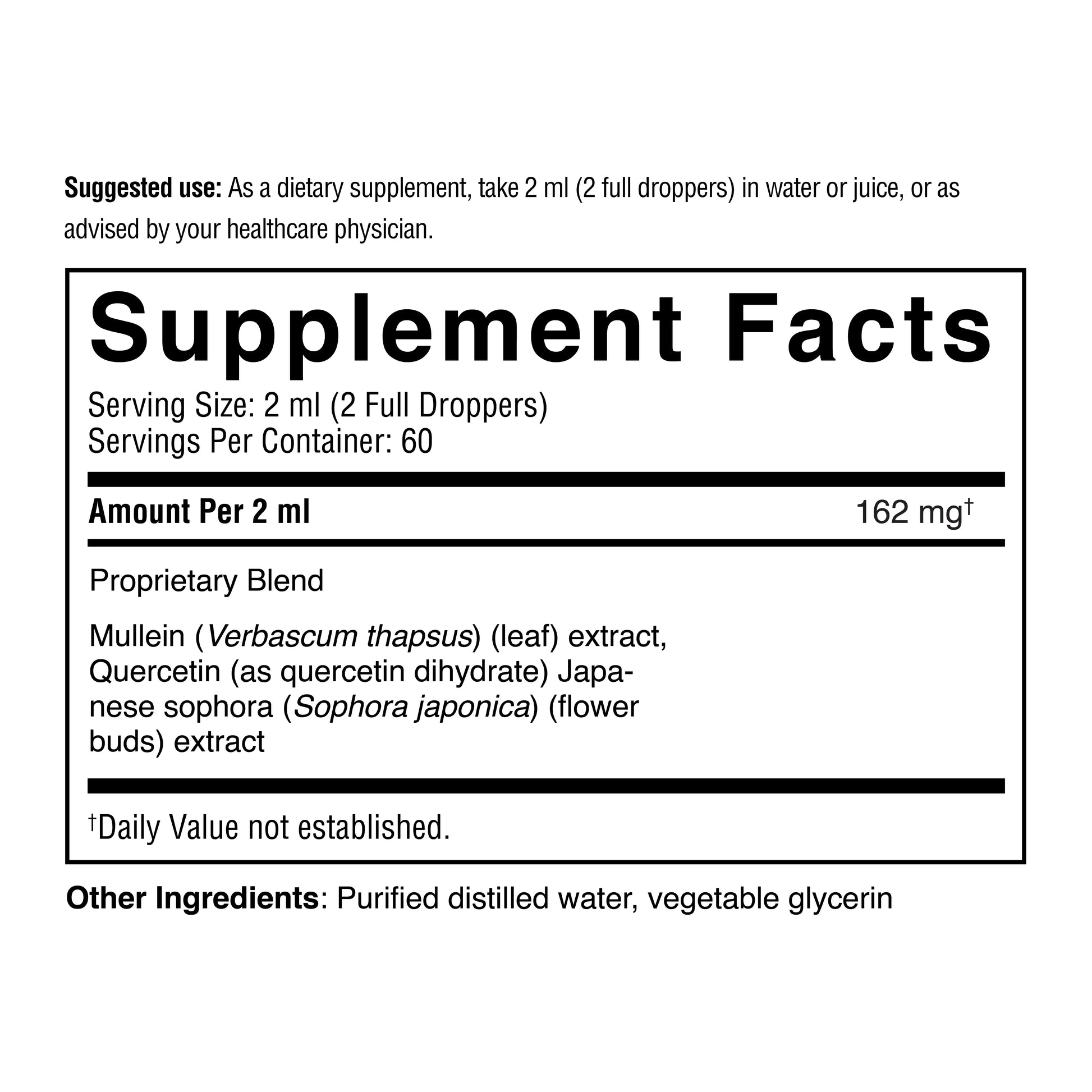 Supplement facts label with text on a white background