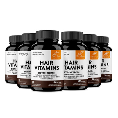 Hair Vitamins with Biotin & Keratin - Capsules 60 Ct