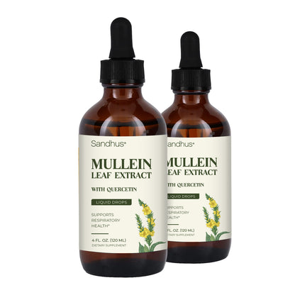 Two bottles of Sandhus Mullein Leaf Extract with Quercetin on a white background