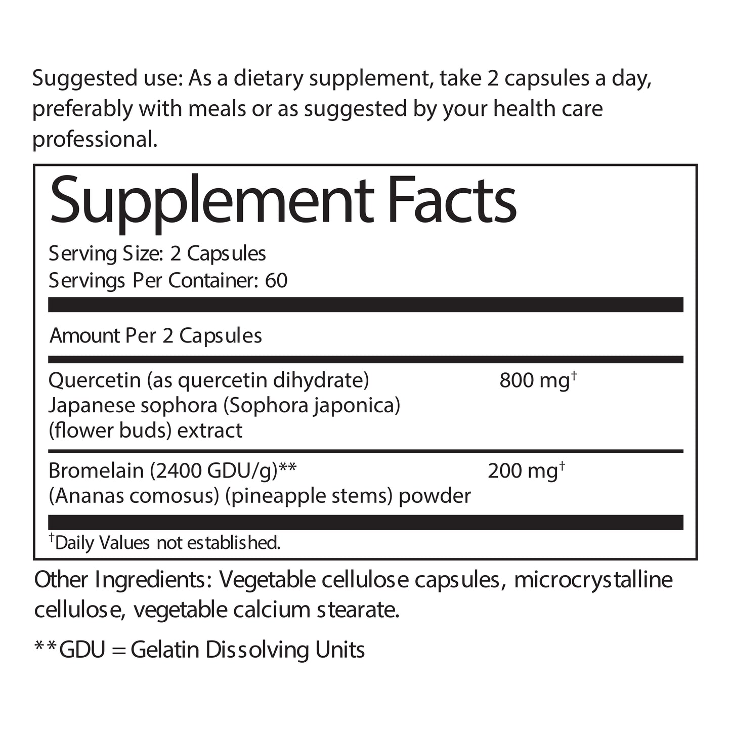 Quercetin with Bromelain - Vegetarian Capsules 120 Ct