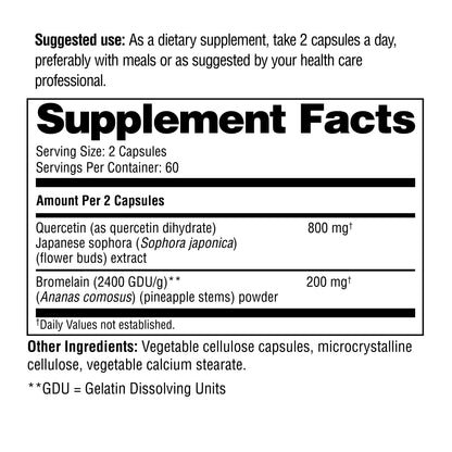 Supplement facts label with detailed ingredient information on a white background