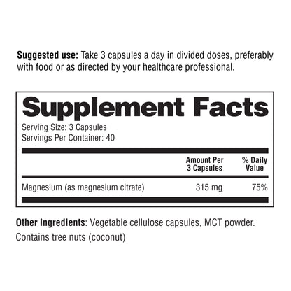 Supplement facts label with detailed nutritional information on a white background