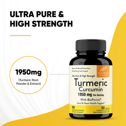 Ultra-Pure & High Strength Turmeric Curcumin Capsules 90 Ct