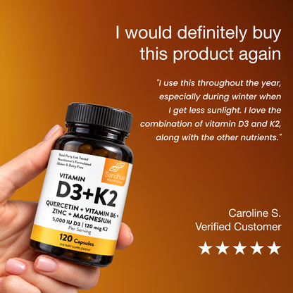 Vitamin D3+K2 Capsules - 120 Ct - BOGO