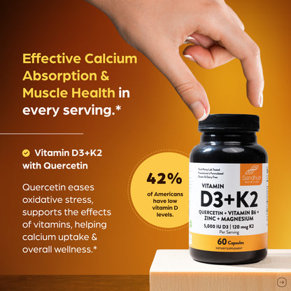 Vitamin D3 & K2 Capsules - 60 Ct