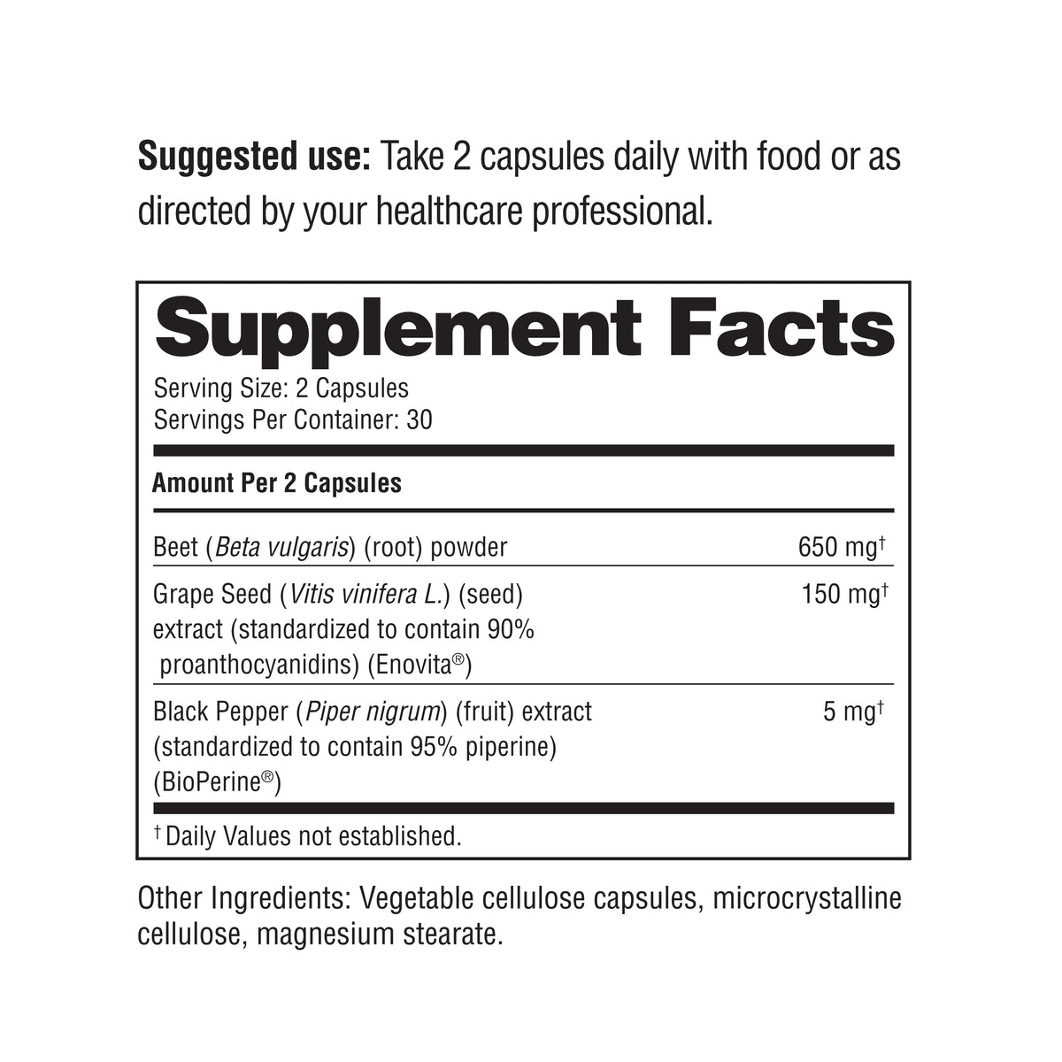 Beet Root with Grape Bioperine® - Capsules 60 Ct