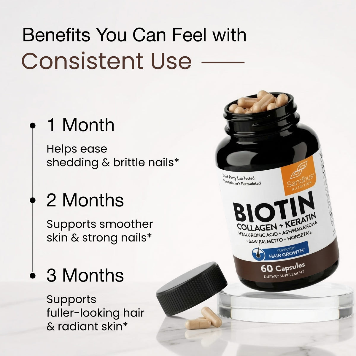 Biotin with Collagen & Keratin Capsules – 60 Ct