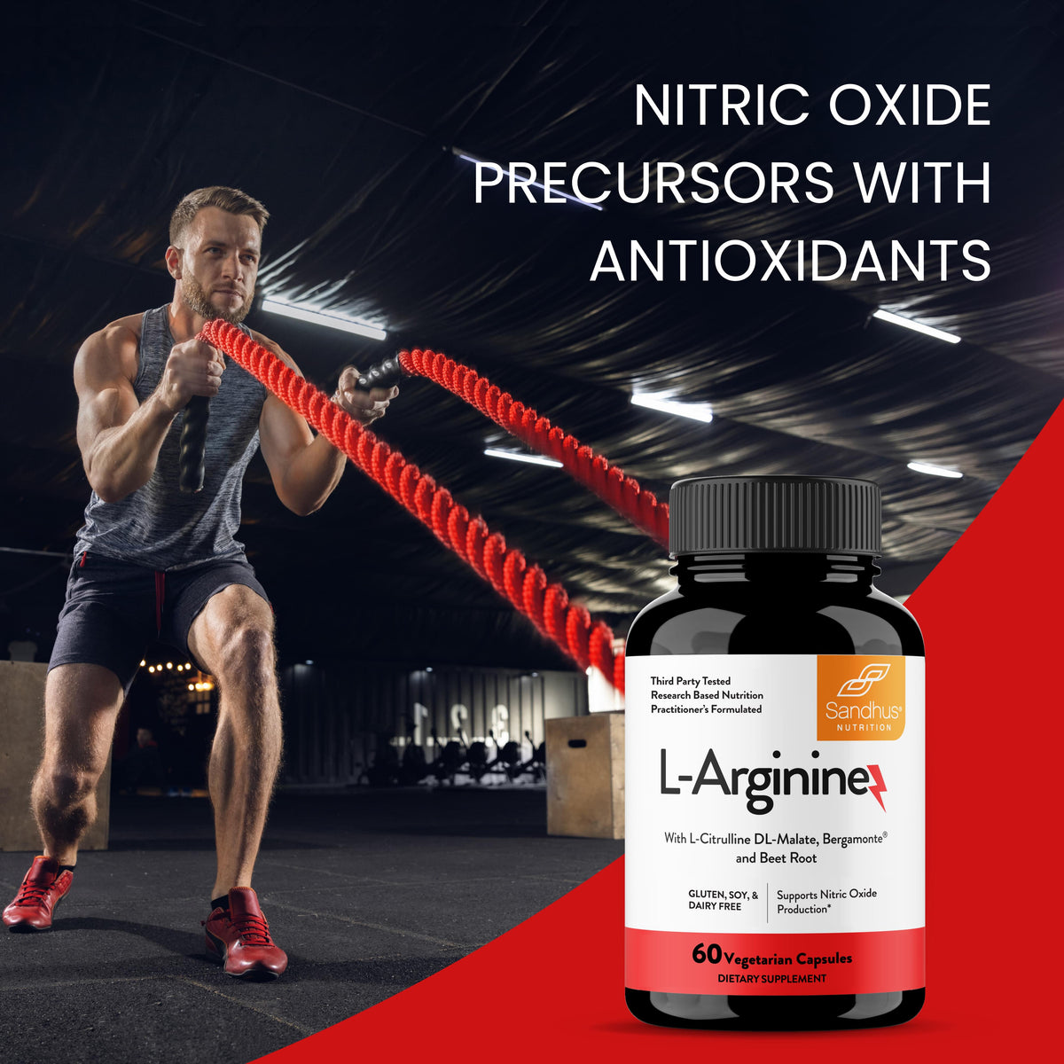 L-Arginine with L-Citrulline DL-Malate, Bergamonte® & Beetroot Powder - Capsules 60 Ct