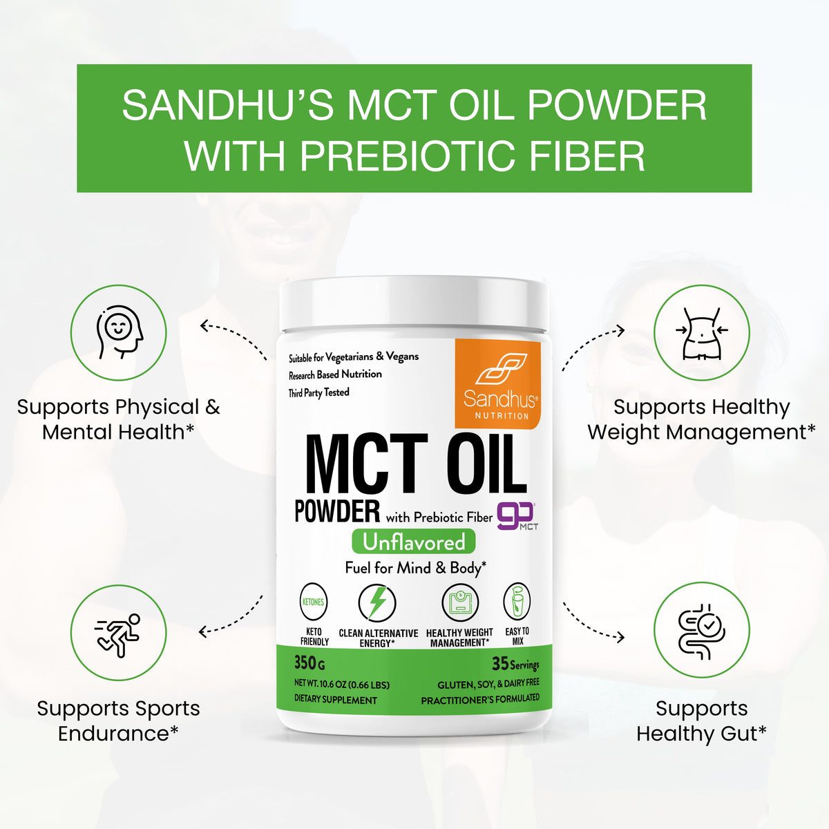 MCT Oil Powder with Prebiotic Fiber, Unflavored, 35 Servings