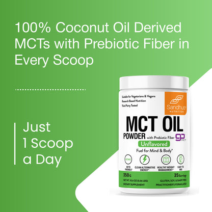 MCT Oil Powder with Prebiotic Fiber, Unflavored, 35 Servings